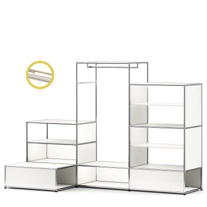 USM Haller E Garderobe XL mit Beleuchtung, Reinweiß RAL 9010