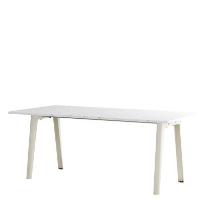 New Modern Esstisch rechteckig, Metall/recycelter Kunststoff, 190 x 95 cm, Cremeweiß