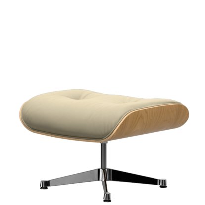 Eames Lounge Chair Ottoman, Kastanie natur, Leder Premium F sand, Aluminium poliert
