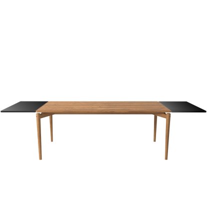 PUREdinner Table, 190 x 85 cm, Eiche natur geölt, Mit 2 Erweiterungsplatten MDF schwarz (L 190-290 cm)