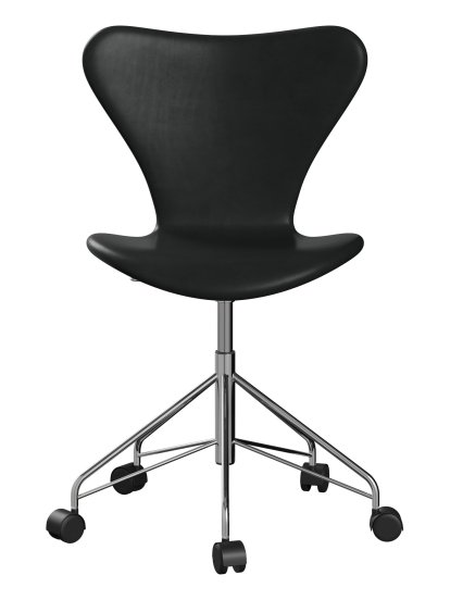 Serie 7 Drehstuhl 3117 / 3217 Vollpolsterung, Ohne Armlehnen, Leder Grace black, Chrome