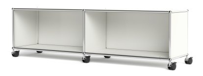 USM Haller TV-/HiFi-Lowboard, individualisierbar, Reinweiß RAL 9010, Offen, Ohne Kabeldurchlass