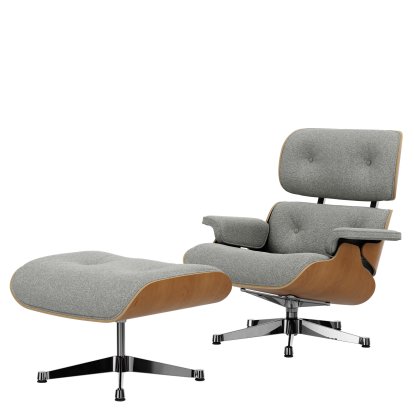 Lounge Chair & Ottoman Nubia, Crème sierragrau / Kirsche, natur