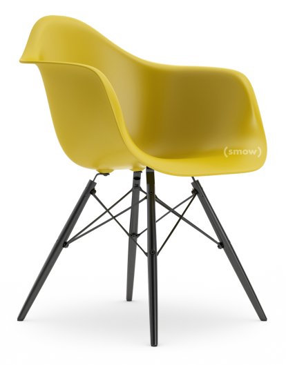 Eames Plastic Armchair RE DAW, Senf, Ohne Polsterung, Ohne Polsterung, Standardhöhe - 43 cm, Ahorn schwarz