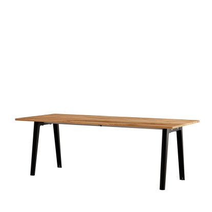 New Modern Esstisch rechteckig, Metall/Holz, 220 x 95 cm, Eiche recycled, Graphitschwarz