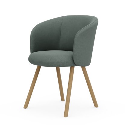 Mikado Armchair, Eiche natur, Dumet, Salbei / stahlblau, Gleiter für Teppichboden