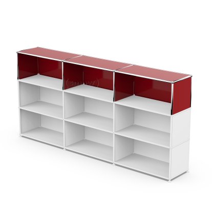 USM Haller Anbaupaket Vertikal 3, USM rubinrot, 35 cm