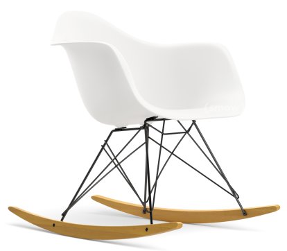 Eames Plastic Armchair RE RAR, Weiß non-RE, Beschichtet basic dark, Ahorn gelblich