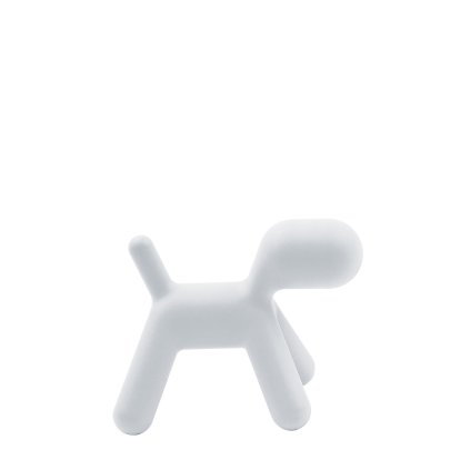 Puppy Hocker, Medium (H 45 x B 34 x T 56,5 cm), Polyethylen (für den Außenbereich geeignet), Weiß matt (1700 C)