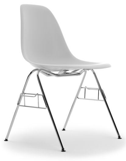 Eames Plastic Side Chair DSS / DSS-N, Cotton white, Ohne Polsterung, Ohne Polsterung, Mit Reihenverbindung (DSS)
