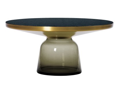 Bell Coffee Table, Messing, klar lackiert, Quarz-grau