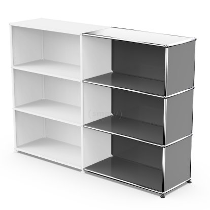 USM Haller Anbaupaket Horizontal 3, Mittelgrau RAL 7005, 35 cm