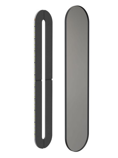 Unu Spiegel mit LED Beleuchtung oval (Set), H 180 x B 40 cm, Schwarz matt