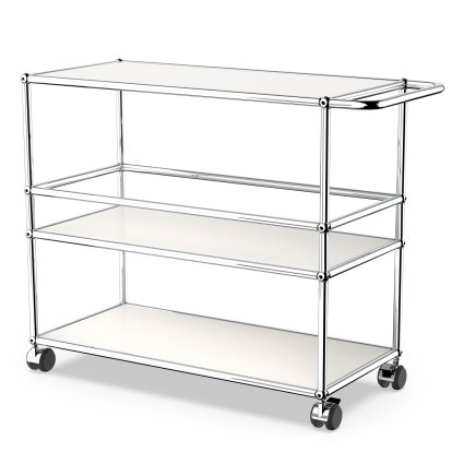 USM Haller Servierwagen Typ III, Reinweiß RAL 9010, Hart für Teppichboden