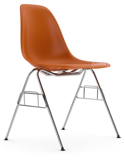 Eames Plastic Side Chair DSS / DSS-N, Rostorange, Ohne Polsterung, Ohne Polsterung, Ohne Reihenverbindung (DSS-N)