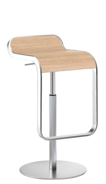 LEM Barhocker, 55-67 cm, Eiche gebleicht / matt verchromt