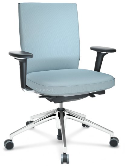ID Soft, FlowMotion-ohne Vorwärtsneigung, ohne Sitztiefenverstellung, Mit 3D-Armlehnen, 5-Stern Untergestell, Aluminium poliert, Basic dark, Sitz und Rücken Silk Mesh, Eisgrau, Weich für harte Böden