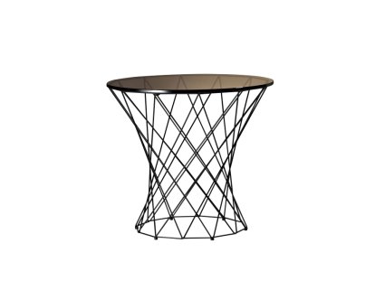 Oota, H 47 x ø 52 cm, Glas braun getönt, Matt-pulverbeschichtet schwarz