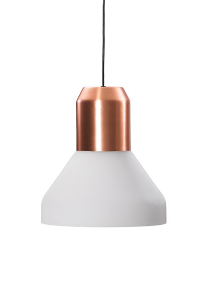 Bell Light Pendant Lamp, Kupfer, Opalglas weiß, H 23 x ø 35 cm