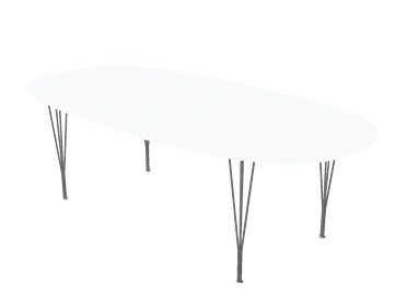 Superellipse, 240 x 120 cm, Laminat weiß mit Alukante