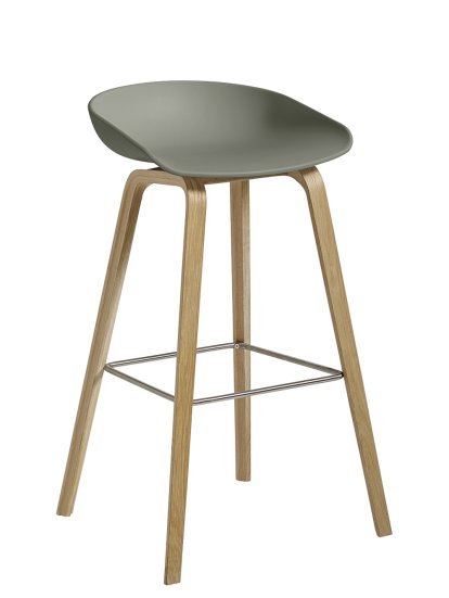 About A Stool AAS 32, Barvariante: Sitzhöhe 74 cm, Eiche geseift, Dusty green