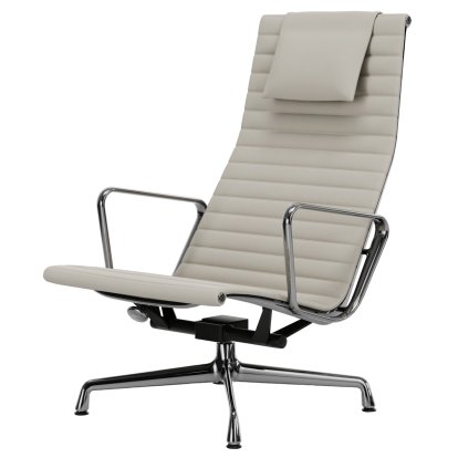 Aluminium Chair EA 124, Verchromt, Leder (Standard), Snow