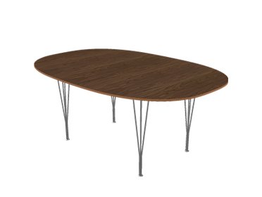 Superellipse, 180 x 120 cm, Walnuss mit Furnierkante