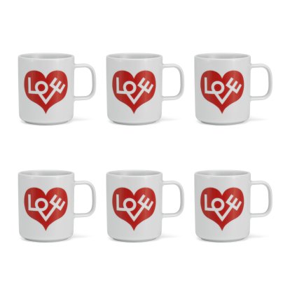 Girard Coffee Mugs, Love Heart, red, 6er Set