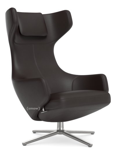 Grand Repos, Sessel Grand Repos, Leder Premium F chocolate, 46 cm, Poliert