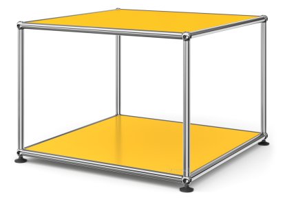 USM Haller Beistelltisch 50, Oben und unten Metall, Goldgelb RAL 1004
