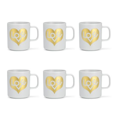 Girard Coffee Mugs, Love Heart, gold, 6er Set