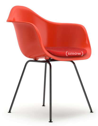 Eames Plastic Armchair RE DAX, Rot (poppy red), Mit Sitzpolster, Koralle / Poppy red, Standardhöhe - 43 cm, Beschichtet basic dark