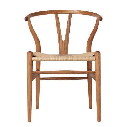 CH24 Wishbone Chair, Teak geölt, Geflecht natur