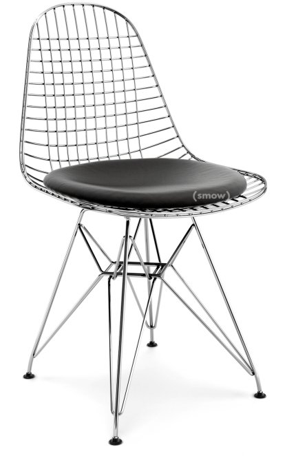 Kissen für Wire Chair (DKR/DKW/DKX/LKR), Sitzkissen, Leder (Standard), Nero