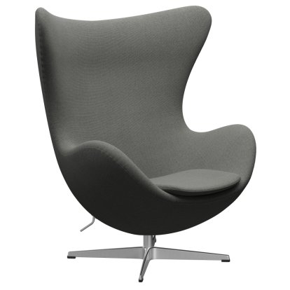 Egg Chair, Re-wool, 158 - Taupe/natural, Satingebürstetes Aluminium, Ohne Fußhocker