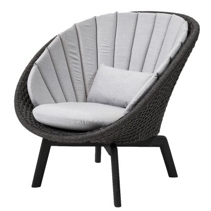 Peacock Loungesessel, Medium flat soft Rope - Dark grey / Aluminium black, Natté - Light grey