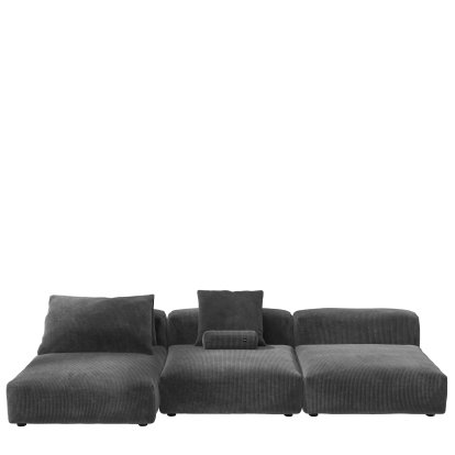 Vetsak Sofa Set 4, Cord velours - Dark grey, Mit Kissen
