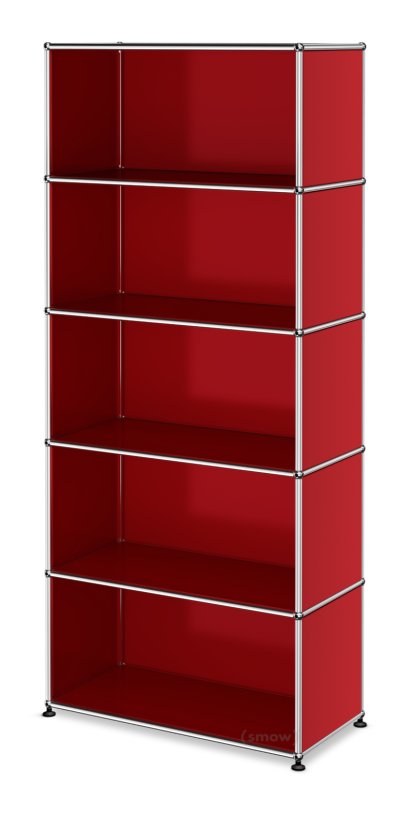 USM Haller Aktenregal M, individualisierbar, USM rubinrot, Offen, Offen, Offen, Offen