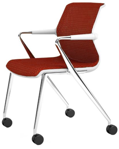 Unix Chair Vierbeinfuß mit Rollen, Diamond Mesh backstein, Soft grey, Aluminium poliert