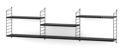 String System Wandregal L, 20 cm, Schwarz, Eschefurnier schwarz