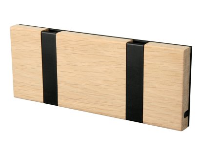 Knax, 2 Haken, schwarz, Eiche geseift