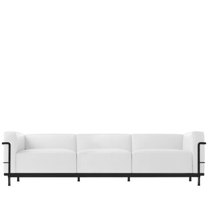 3 Fauteuil Grand Confort, grand modèle, trois places, Schwarz matt lackiert, Leder Scozia, Weiß