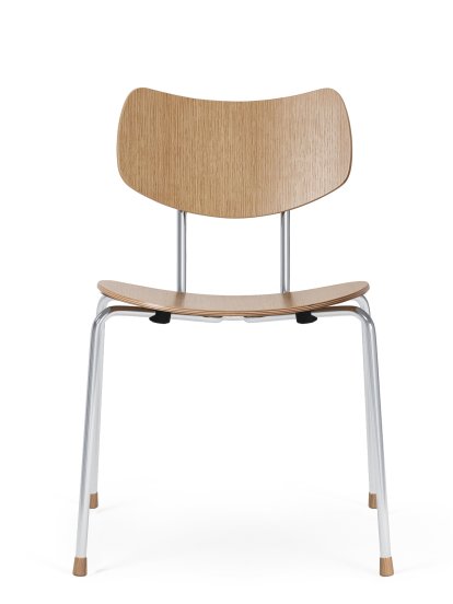 VLA26 Vega Chair, Eiche lackiert, Ungepolstert, Verchromt