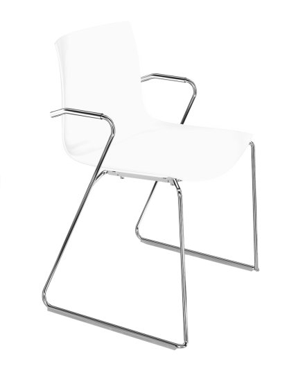 Catifa 46 Sledge, Chrom, Einfarbig, Weiß, Mit Armlehnen