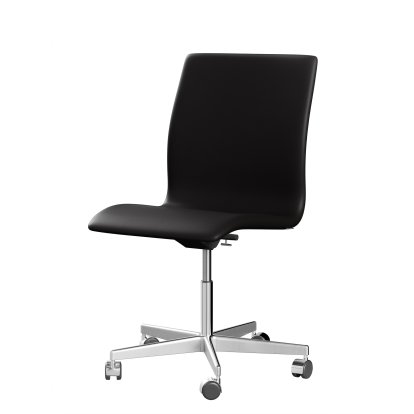 Oxford Bürodrehstuhl, Mit Armlehnen, Niedriger Rücken, Rollfuß, Softleder, Black-brown