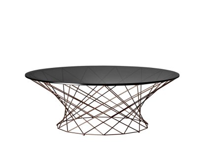 Oota, H 35 x ø 101 cm, Glas schwarz getönt, Matt-pulverbeschichtet bronzefarben