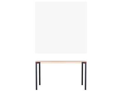 Seiltänzer Tisch, 75 x 120 x 120 cm, Laminat seidenmatt weiß, rot
