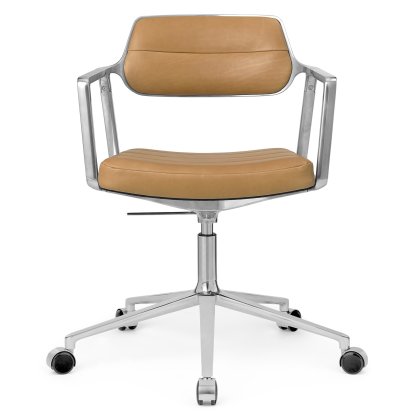 Swivel+ Chair, Poliert, Rollfuß, Leder camel