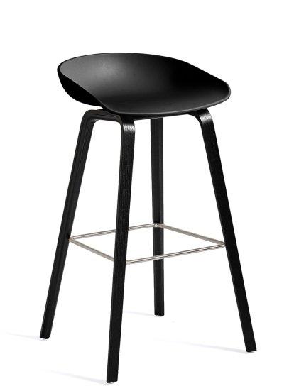 Details Hay About A Stool AAS 32 About A Stool AAS 32, Barvariante: Sitzhöhe 74 cm, Eiche schwarz gebeizt / Edelstahl, schwarz