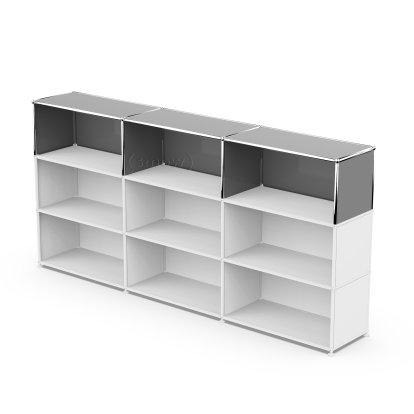 USM Haller Anbaupaket Vertikal 3, Mittelgrau RAL 7005, 35 cm